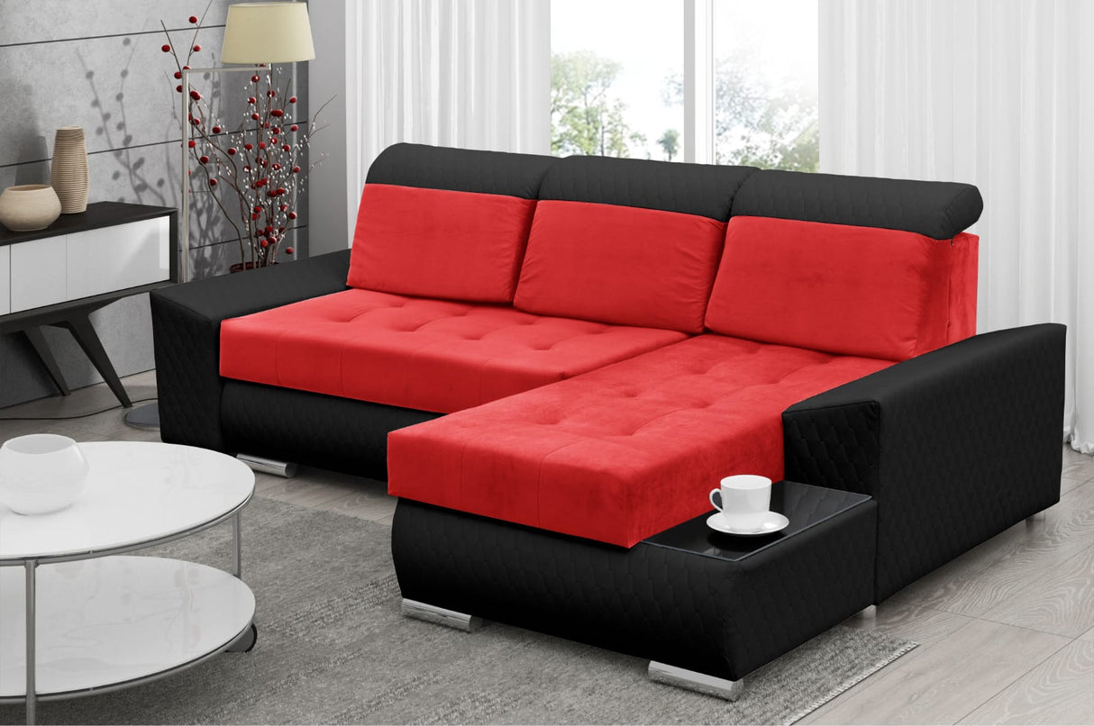 CORNER SOFA BED LONDON 2309/1114/60 252CM 2X STORAGE SPACE STAIN RESISTANT EASY CLEAN FABRIC / BONELL SPRINGS + FOAM252X167CMSLEEPING AREA 200X140CMFABRIC:CASABLANCA + FAUX LEATHERFEATURES:2X STORAGE CONTAINERSGLASS SHELFSTAIN RESISTANT FABRICBONELL SPRIN