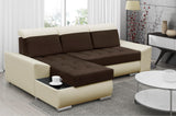 CORNER SOFA BED LONDON 2308/1124/60 252CM 2X STORAGE SPACE STAIN RESISTANT EASY CLEAN FABRIC / BONELL SPRINGS + FOAM252X167CMSLEEPING AREA 200X140CMFABRIC:CASABLANCA + FAUX LEATHERFEATURES:2X STORAGE CONTAINERSGLASS SHELFSTAIN RESISTANT FABRICBONELL SPRIN