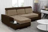 CORNER SOFA BED LONDON 2303/1116/60 252CM 2X STORAGE SPACE STAIN RESISTANT EASY CLEAN FABRIC / BONELL SPRINGS + FOAM252X167CMSLEEPING AREA 200X140CMFABRIC:CASABLANCA + FAUX LEATHERFEATURES:2X STORAGE CONTAINERSGLASS SHELFSTAIN RESISTANT FABRICBONELL SPRIN