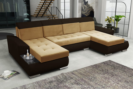 CORNER SOFA BED LONDON U SHAPE 2304/1116/60 322CM 3X STORAGE SPACE STAIN RESISTANT EASY CLEAN FABRIC / BONELL SPRINGS + FOAMFABRIC:CASABLANCA + FAUX LEATHERFEATURES:3X STORAGE CONTAINERS2XGLASS SHELFSTAIN RESISTANT FABRICBONELL SPRINGS + FOAMCASABLANCAIs
