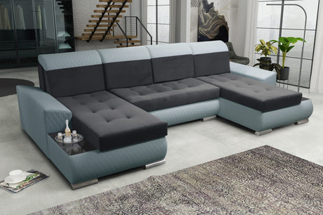 CORNER SOFA BED LONDON U SHAPE 2315/1132/60 322CM 3X STORAGE SPACE STAIN RESISTANT EASY CLEAN FABRIC / BONELL SPRINGS + FOAMFABRIC:CASABLANCA + FAUX LEATHERFEATURES:3X STORAGE CONTAINERS2XGLASS SHELFSTAIN RESISTANT FABRICBONELL SPRINGS + FOAMCASABLANCAIs