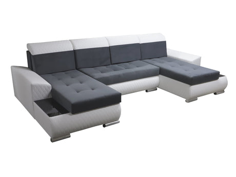 CORNER SOFA BED LONDON U SHAPE 2304/1116/60 322CM 3X STORAGE SPACE STAIN RESISTANT EASY CLEAN FABRIC / BONELL SPRINGS + FOAMFABRIC:CASABLANCA + FAUX LEATHERFEATURES:3X STORAGE CONTAINERS2XGLASS SHELFSTAIN RESISTANT FABRICBONELL SPRINGS + FOAMCASABLANCAIs