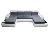 CORNER SOFA BED LONDON U SHAPE 2309/20/60 322CM 3X STORAGE SPACE STAIN RESISTANT EASY CLEAN FABRIC / BONELL SPRINGS + FOAMFABRIC:CASABLANCA + FAUX LEATHERFEATURES:3X STORAGE CONTAINERS2XGLASS SHELFSTAIN RESISTANT FABRICBONELL SPRINGS + FOAMCASABLANCAIs pr