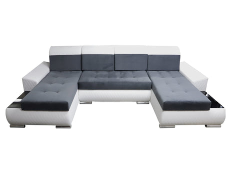 CORNER SOFA BED LONDON U SHAPE 2309/20/60 322CM 3X STORAGE SPACE STAIN RESISTANT EASY CLEAN FABRIC / BONELL SPRINGS + FOAMFABRIC:CASABLANCA + FAUX LEATHERFEATURES:3X STORAGE CONTAINERS2XGLASS SHELFSTAIN RESISTANT FABRICBONELL SPRINGS + FOAMCASABLANCAIs pr