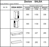 TV WALL UNIT SALSA SET WITH SIDEBOARD SONOMAFlat packed for self-assembly with a clear and easy instructions. Modern design makes it suitable for any interior.CUPBOARD: Dimensions: width 140 cm height 80 cm depth. 40 cm EXTRAS FOR BOTH WALL UNIT AND SIDEB
