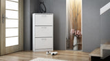 PAULA SHOE CABINET - WHITE 116CM X 60CMMATERIAL: Body and fronts - 16mm laminated chipboard.Edges - finished with ABS plastic (characterized by high mechanical and chemical resistance)Drawers - on roller guides, it is a guarantee of comfortable and, above