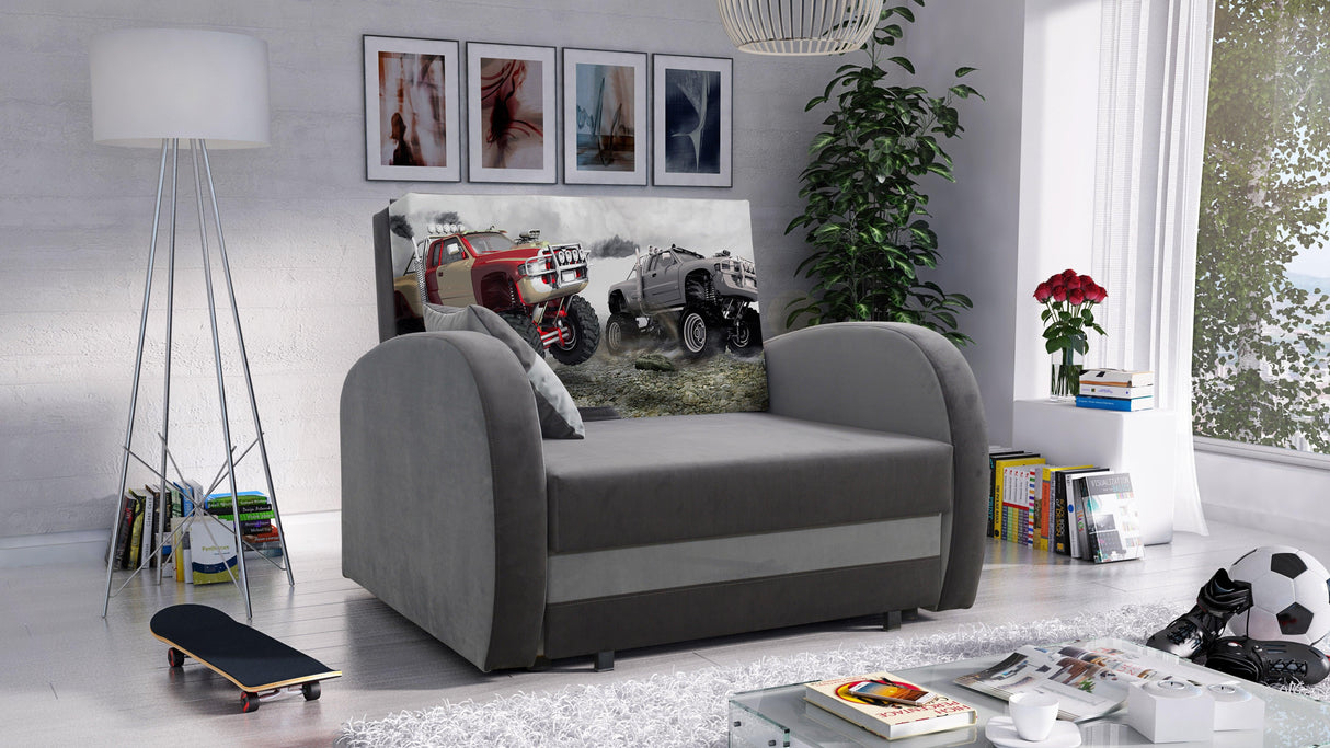 SINGLE SOFA BED TOLA 100CM *CHOICE OF COLORS* EASY CLEAN FABRIC / FOAMDimensions:- width 100 cm- height 85 cm- depth 97 cm- sleeping area 80/195 cm Made on a solid pine skeleton, the structure will allow for long-term and trouble-free use Sleeping functio