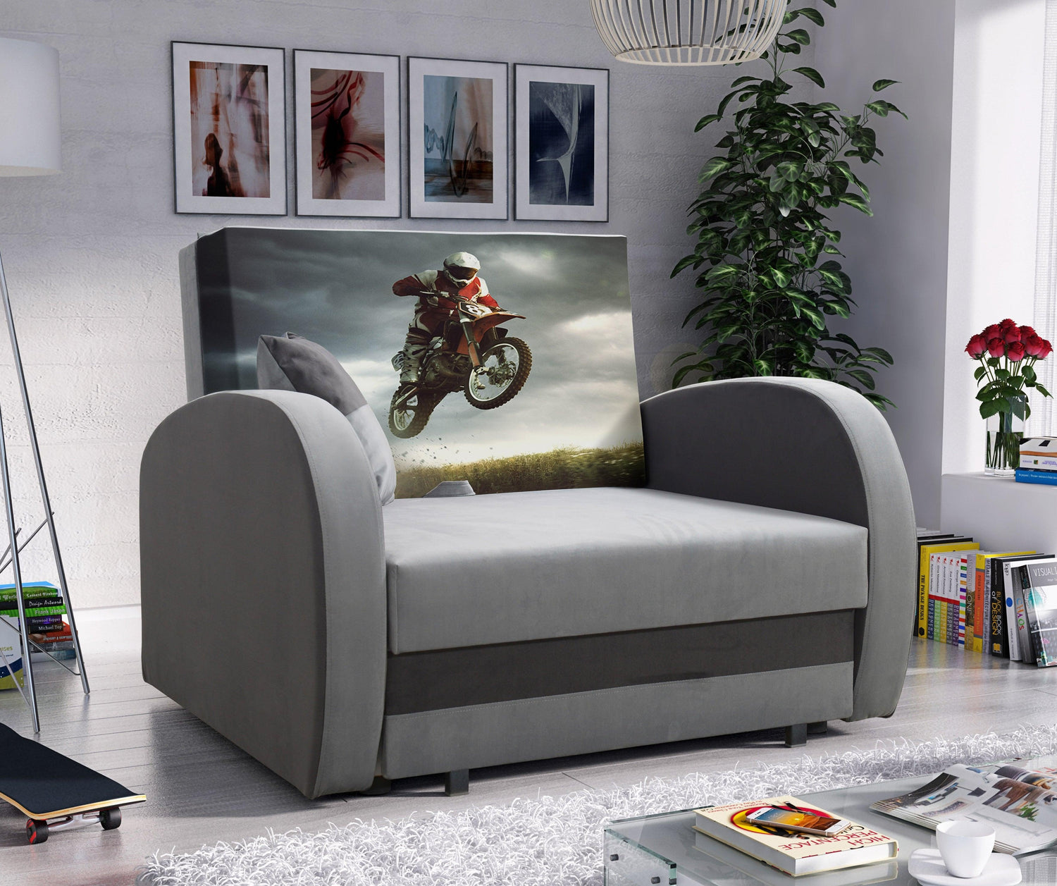 SINGLE SOFA BED TOLA 100CM *CHOICE OF COLORS* EASY CLEAN FABRIC / FOAMDimensions:- width 100 cm- height 85 cm- depth 97 cm- sleeping area 80/195 cm Made on a solid pine skeleton, the structure will allow for long-term and trouble-free use Sleeping functio