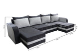 CORNER SOFA BED ALEXA U SHAPE 304CM / FOAMCHOICE OF COLORT30 FOAM STORAGE SPACE4 CUSHIONS Large sleeping areaDIMENTIONS IN PHOTOSAnna Furniture