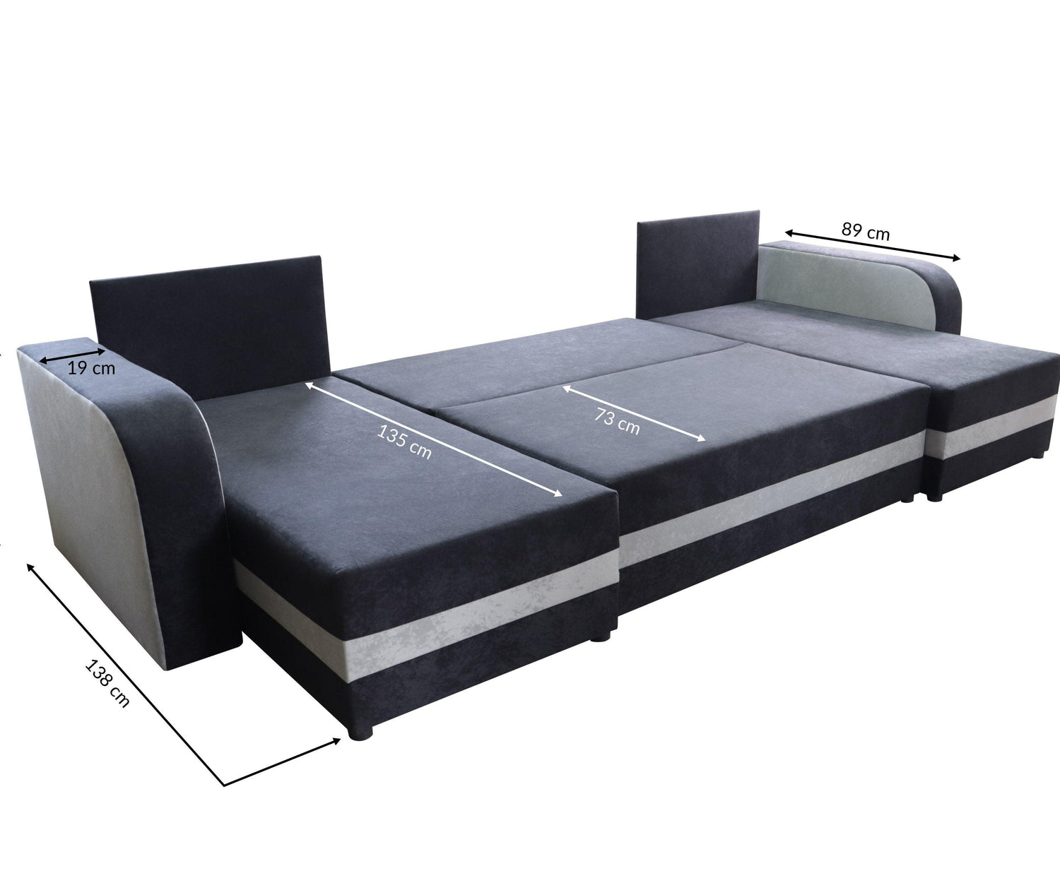 CORNER SOFA BED ALEXA U SHAPE 304CM / FOAMCHOICE OF COLORT30 FOAM STORAGE SPACE4 CUSHIONS Large sleeping areaDIMENTIONS IN PHOTOSAnna Furniture