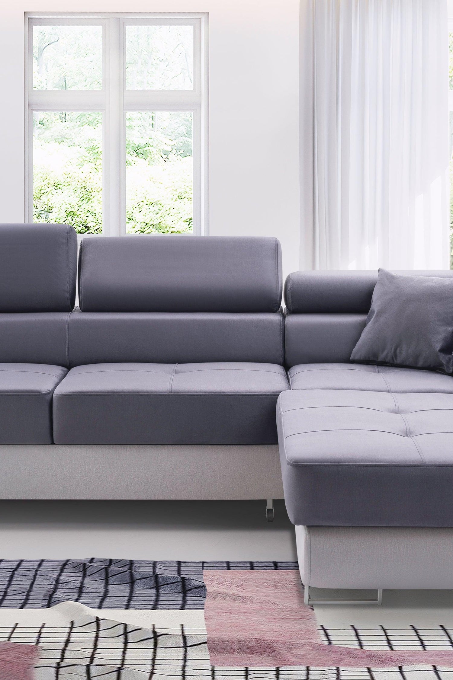 ASH II 273CM MONOLITH 97 / white WATER RESISTANT / SPRINGS + FOAMmonolith 97/white faux leatherWavy springs + foam Large sleeping areaMADE IN WATER RESISTANT MONOLITH FABRICCLICK HERE TO VIEW ALL COLORS Dimensions W: 273cm D:203cm H: 90cm Sleeping area: 1