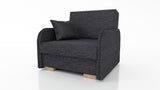 SINGLE SOFA BED GOLDY 90CM / FOAMBERLIN FABRIC CLICK HEREJASMINE FABRIC CLICK HERE EASY CLEAN FABRICMONOLITH FABRIC CLICK HERE STAIN RESISTANTKRONOS FABRIC CLICK HERE EASY CLEAN FABRICThe sofa is made of a wooden frame, the seat is made of PUR T30 / 42 fo