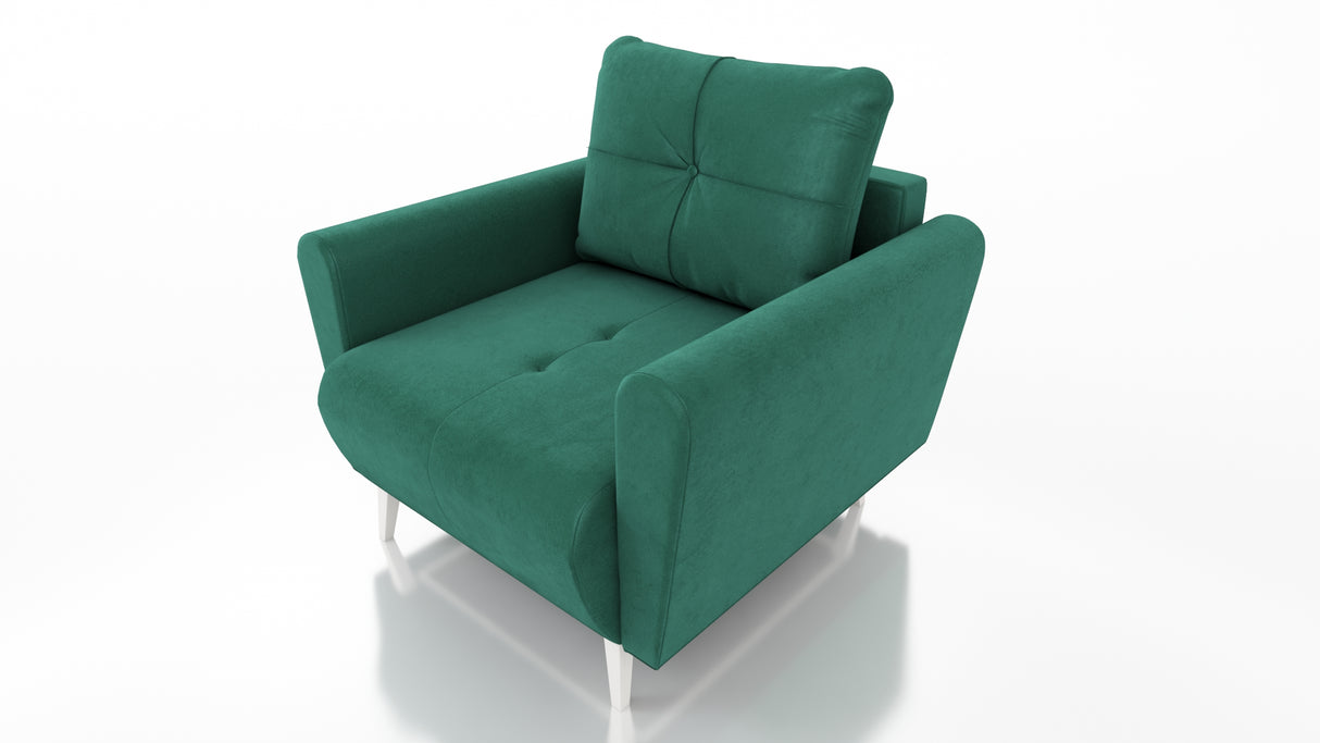 MONE 3+1+1 SOFA AND 2 ARMCHAIRS EASY CLEAN FABRIC / BONELL SPRINGS + FOAMSofa dimensions: sleeping area 135/191 cm width 221 cm depth 96 cm height to the seat 44 cm height of the legs 13 cmChair dimensions: width 90 cm seat width 60 cm height to the seat