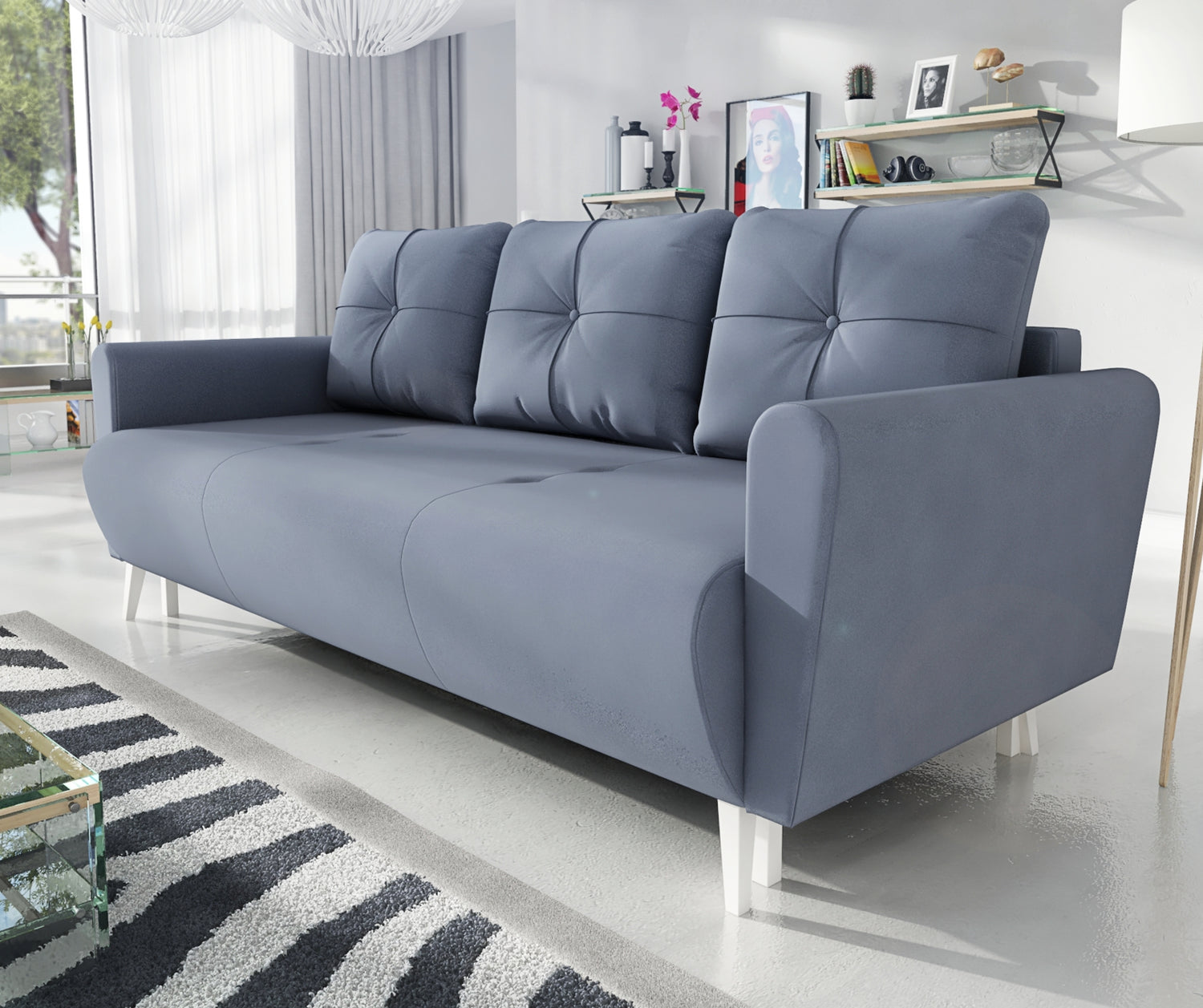 SOFA BED MONE CHOICE OF COLOR 221CM SEASY CLEAN FABRIC / BONELL SPRINGS + FOAMSofa dimensions: sleeping area 135/191 cm width 221 cm depth 96 cm height to the seat 44 cm height of the legs 13 cmSpecification: EASY CLEAN FABRIC free-standing furniture upho