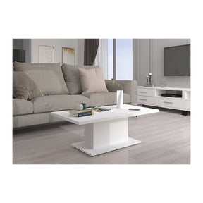 COFFEE TABLE BRISTOL WHITE 110X60CMTable dimensionwid. 110 cm / dep. 60 cm / height 43 cmExecution: base made of white laminated board, 16mm thick The table top is 28mm thick, white.Anna Furniture